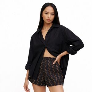 Reformation S Nashville Linen Shorts 0005 black brown small pattern pockets